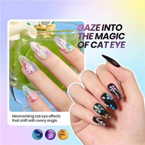 Gel Polish Set Cat Eye Gel Nail Polish Kit 48 Colors Jelly Glitter - Picture 5 of 7
